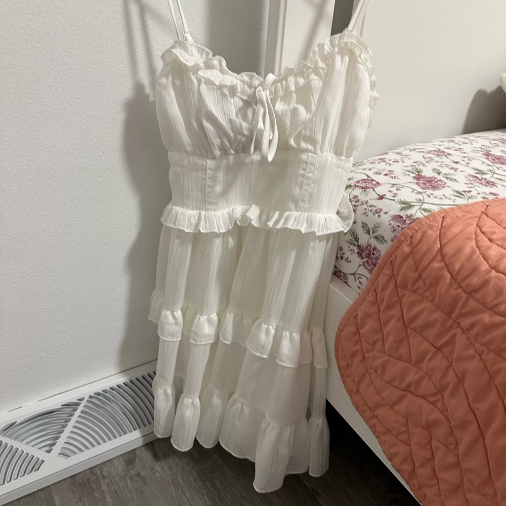 Wild Fable Cream Ruffled Dress